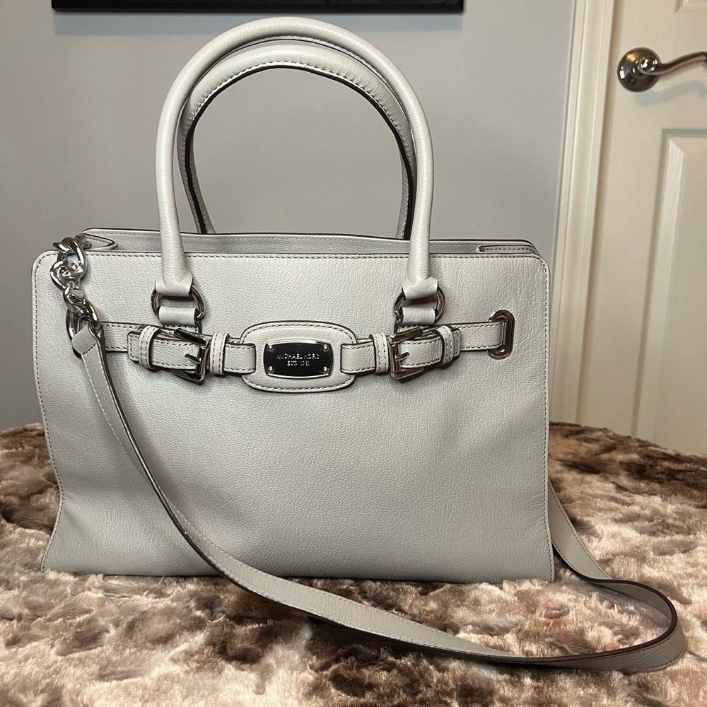 Michael Kors Leather Crossbody Handbag with Silver Hardware